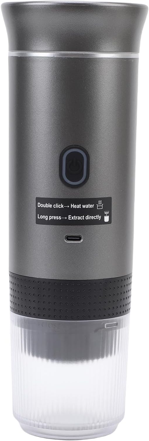 Keenso Portable Capsules Coffee Maker ABS 304 Stainless Steel Portable Coffee Machine 72W 120mL 20 Bar USB C Heated Brewing for Travel Office Camping Ground (Gray) by Keenso