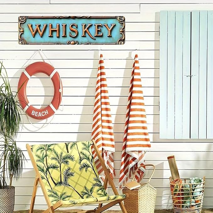 Bar Sign Bar Gifts Vintage Metal Wall Decor Sign"WHISKEY" Street Sign Funny Man Cave Decor Accessories for Home, Bar, Bathroom, Bedroom Unique Retro Tin Signs for Outdoor 4 X 16 inches - Image 2