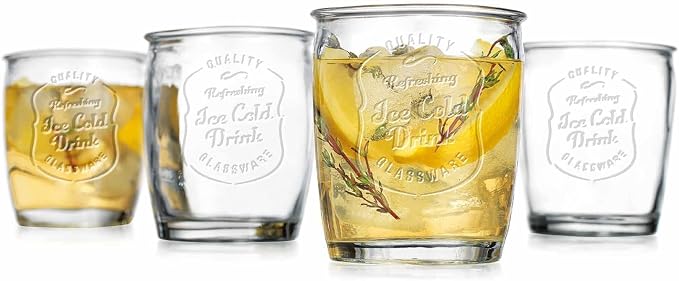 Glaver's Glass Tumblers Premium Drinking Glasses set Of 4 Genuine Artisan-Made Vintage Italian Style-Elegant 13 Oz Clear Tumbler Glassware Set For Cold, Refreshing Drinks, Beverages, Cocktails - Image 4