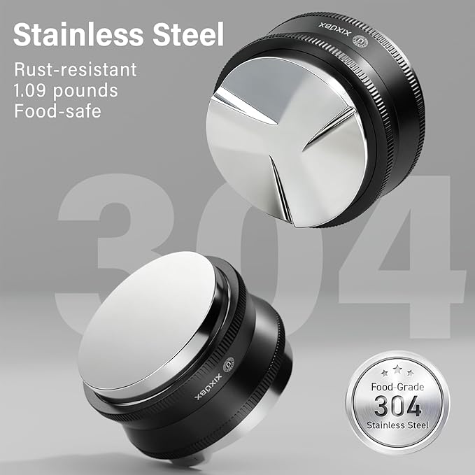 51mm Espresso Tamper, Coffee Distributor and Tamper 304 Stainless Steel Espresso Hand Tamper, Adjustable Depth Espresso Distribution Tool, Professional Espresso Leveler Barista Tools
