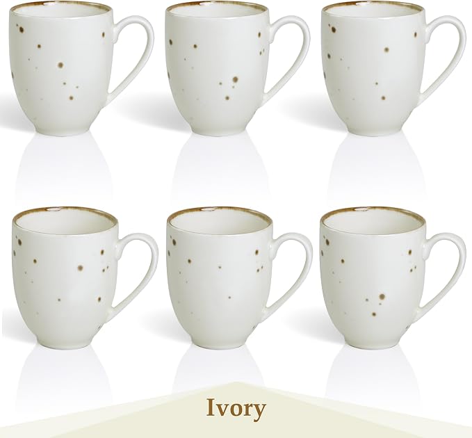 Esfour Ceramics Coffee Mugs Set Of 6, 14 Oz Large Handle Heavy Duty Cups - Microwave Dishwasher Safe - Latte, Cappuccino, Tea, Cocoa, Mocha - Men, Women, Home Office Daily Use, Classic Assorted Colors - Image 3
