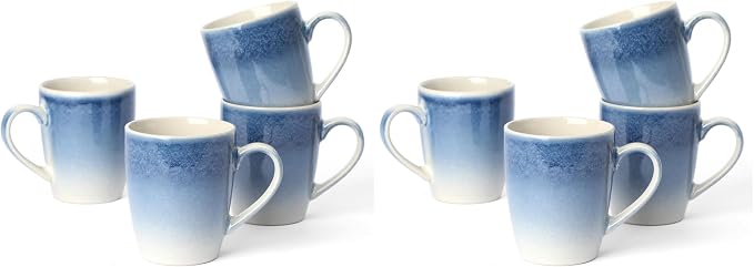 famiware Coffee Mugs Set, 13 oz Mug Set of 4, Stoneware Cups for Latte, Hot Tea, Mocha, Cocoa, Cappuccino, Microwave and Dishwasher Safe, Glacier Series, Azure Blue (Pack of 2) by Famiware
