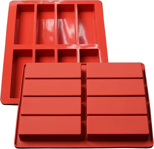 Bold Maker 8 Cavity Rectangle Silicone Mold (2pcs) - 23815 - Ideal for Granola Bars, Nutrition Bars, Cereal Bars, Butter, Truffles, Cheesecake, Brownies, Cornbread, Dessert, Pudding