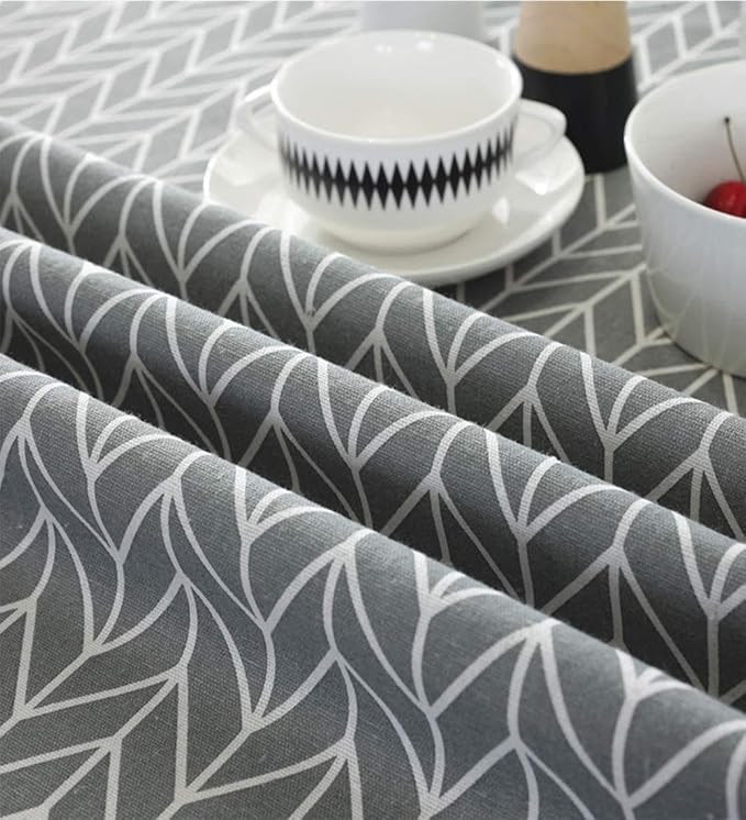 meioro Grey Farmhouse Table Cloth Rectangle Cotton Linen Nordic Twill Tablecloths Wrinkle Free Fabric Arrow Stripe Table Cloths Rustic Cover for Kitchen Dining Party Outdoor Picnic(55 x 86 Inch) - Image 5