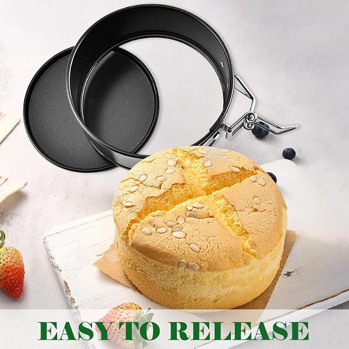 4 Pack Small Springform Cheesecakes Pan 4 Inch Mini 50Pcs Parchment Paper | Carbon Steel Cake Round Tins Leakproof Nonstick Removable Bottom Bakeware for Pie Pizzas and Quiches Baking Mold Set - Image 3