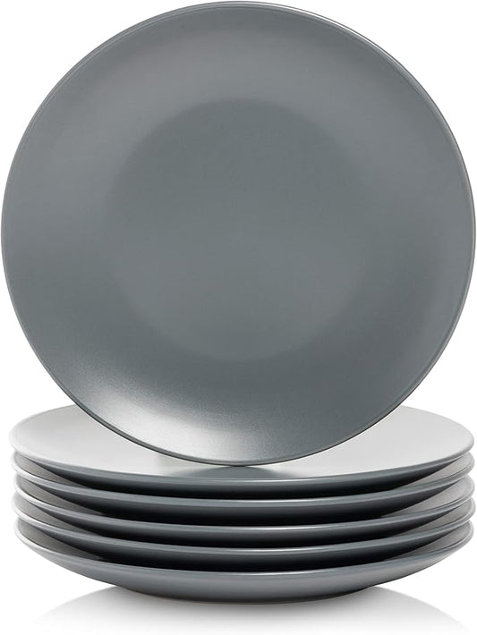 10 Strawberry Street Wazee Matte 8.25" Coupe Salad Plate, Set of 6, Charcoal Gray by 10StrawberryStreet