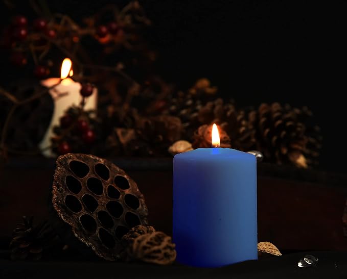 Hyoola Midnight Blue Pillar Candles 2x4 Inch - 4 Pack Unscented Pillar Candles - European Made - Image 8