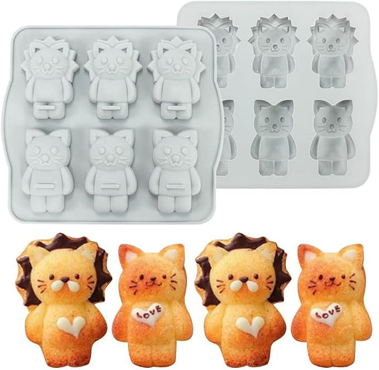 Silicone Mold for Cake DIY Baking Chocolate Eco-Friendly Cake Mold Candy Chocolate Cake Mould Baking DIY Kitchen Accessiories (Lion Cat Q_7.92 X7 X0.76 inch) by mostsom