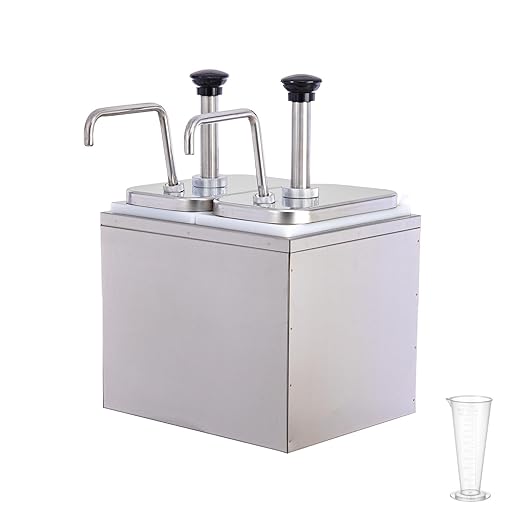 4.23 Quart Ketchup Pump Dispenser,Condiment Dispenser Pump, Large Capacity Detachable Leak-Proof Design for Sauce, Honey, Syrup,Soy Sauce,Mustard,Cheese (2 pumphead, 2.11 QT Each)