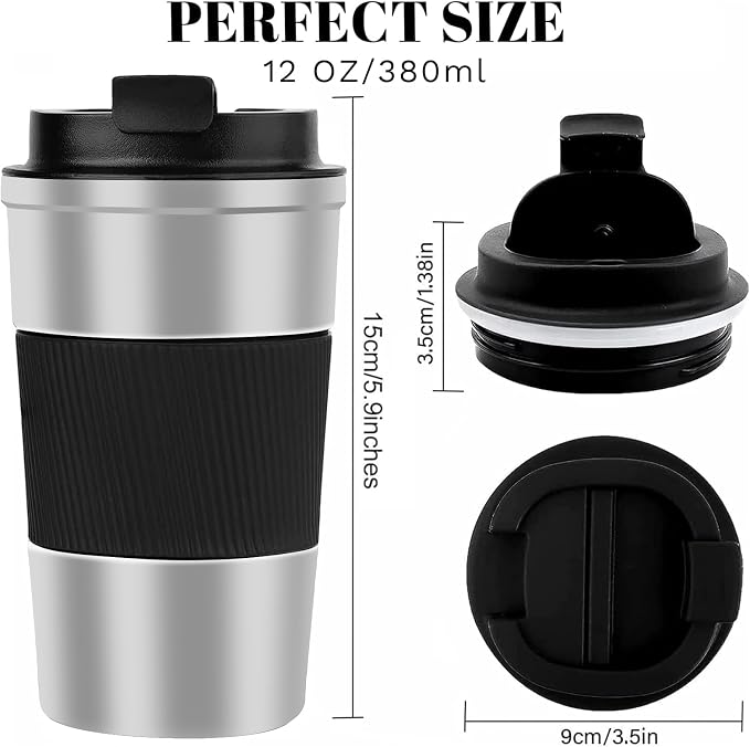 Insulated Travel Coffee Mug, Stainless Steel Coffee Cup with Leakproof Lid | Double-wall insulation keeps drinks hot or cold for hours, with a leakproof lid and portable stainless steel design - Image 3