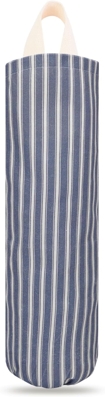 Plastic Bag Holder, Wall Mount Grocery Bag Holder, Reusable Trash Bag Organizer for Home Kitchen Pantry Decor (Blue-White) by TOGETRUEHOME