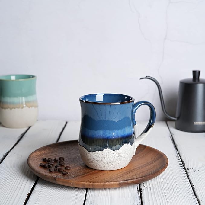 Bosmarlin Large Ceramic Coffee Mug, 20 Oz, Big Tea Cup for Office and Home, Dishwasher and Microwave Safe(20 Oz, Deep Blue) - Image 4