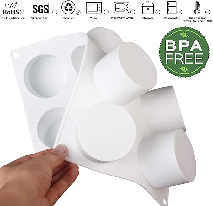 Tall Cylinder Silicone Molds for Baking Mousse Cake, 3D Silicone Baking Molds for Cakes, Brownie, French Dessert Mold for Pastry, Ice Cream, Cake Decoration(8-Cavity)