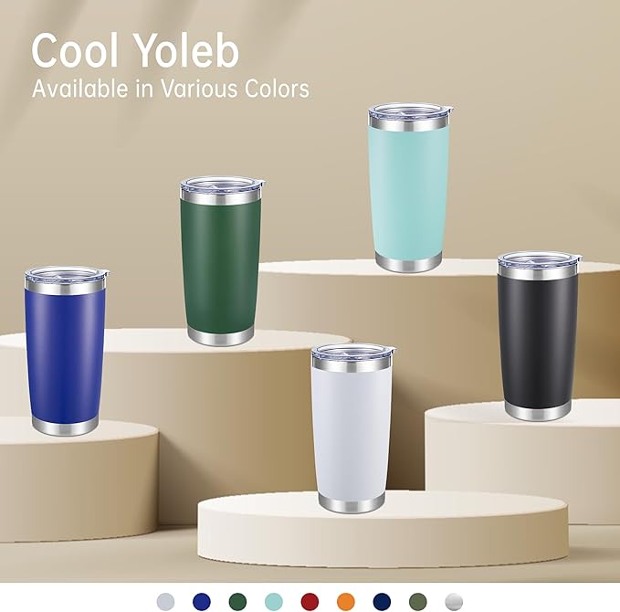20 oz Tumblers Bulk Stainless Steel Tumbler with Lid Double Wall Vacuum Insulated Coffee Mug 20oz Powder Coated Cup for Hot and Cold Drinks, White, 12 pack