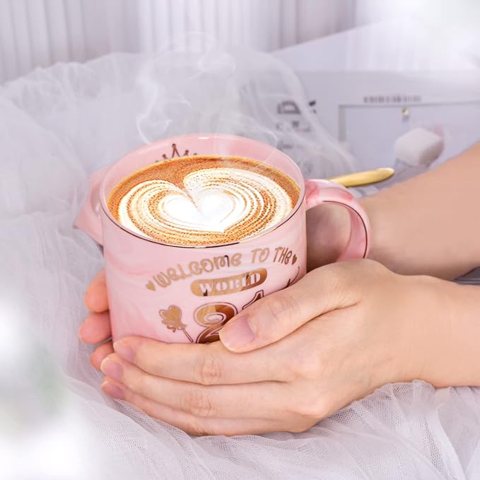 Happy 21st Birthday Gifts for Her - 14oz Pink Marble Coffee Mug with Gold Print, Funny 21 Bday Gift Idea Presents for 21 Year Old Women, Daughters, Girls, Female Friends, with Greeting Card, Gift Box - Image 6