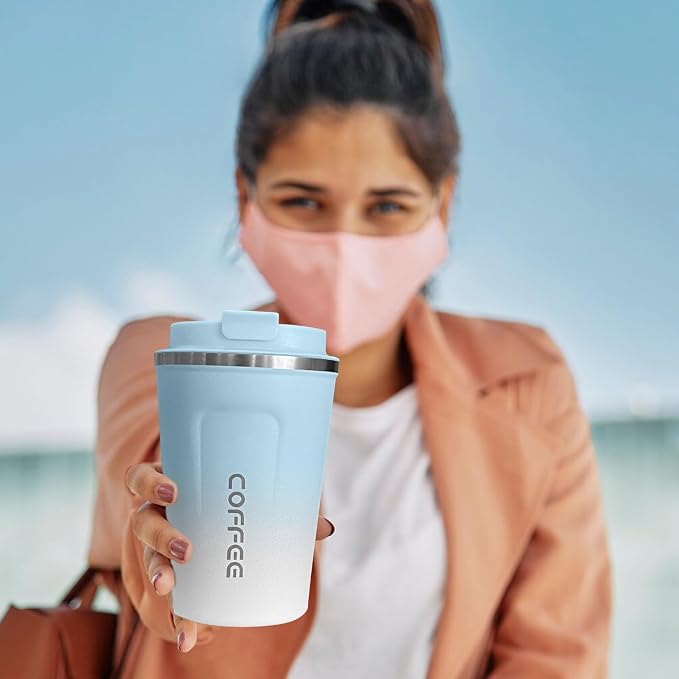 SPLMIFA Travel Coffee Mug Leak-Proof, Reusable Coffee Cups with Lids, Stainless Steel Vacuum Insulated Coffee Tumblers, Thermal Insulation Cup for Men and Women Hot & Cold Drinks(2nd-Blue White, 17OZ) - Image 7