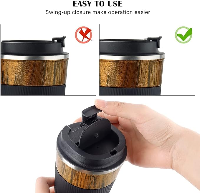 KETIEE Travel Mug, 12oz Insulated Coffee Cup with Leakproof Lid, Vacuum Stainless Steel Double-Wall Travel Coffee Mug Spill Proof, Reusable Travel Tumbler for Men and Women for Hot Cold Water - Image 7