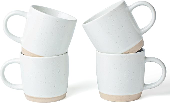 famiware Coffee Mugs for 4, 13 oz Mug Set, Dringking Cup with Handle for Coffee, Tea, Cocoa, Milk, Milkyway Serise, White by Famiware