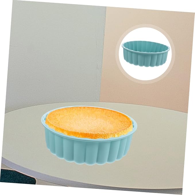 SECFOU 2pcs Round Silicone Cake Pan Non-stick Flower Shaped Molds for Cheesecake Brownies Tarts and Pies Food-grade High-temperature Resistant up to Pink and Lake Blue - Image 2