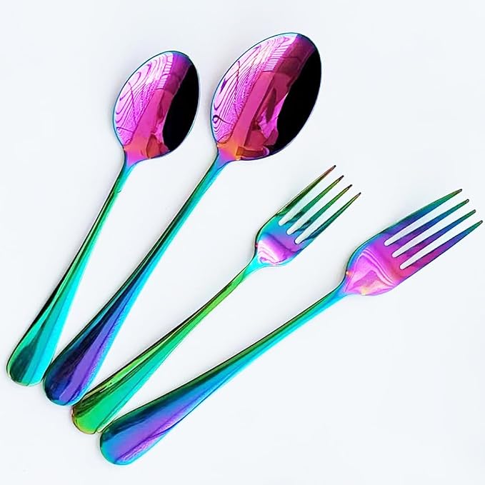 84 Pieces Mirror Rainbow Silverware Service for 12 Flatware Set Stainless Steel Utensils Cutlery Set Dishwasher Safe - Image 5