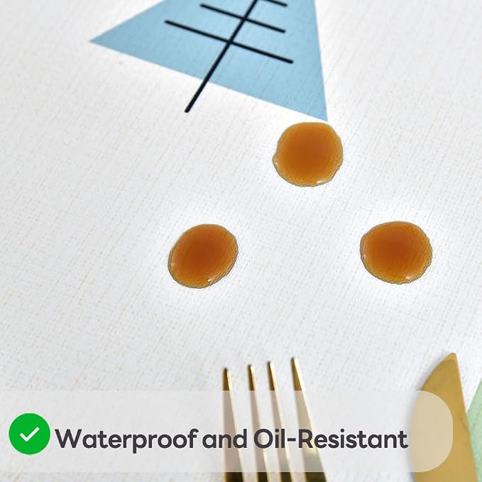 Wipeable Waterproof Tablecloth Vinyl Tablecloths for Rectangle Tables Heavy Duty PVC Tablecloth for Kitchen Dining Table(Small Trees, 54'' x 72'') - Image 3