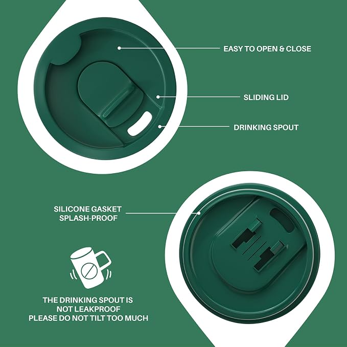 Ideus 16oz Insulated Stainless Steel Coffee Mug with Lid Leopard Dark Green | Perfect for home, office, or daily use| Easy to clean wide mouth| Sweat-proof| On the go - Image 4