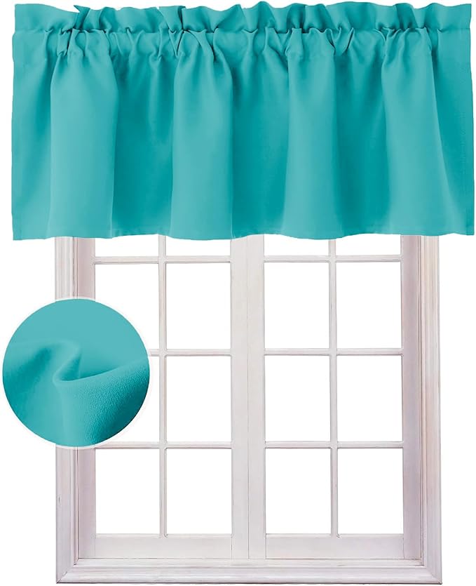 Hiasan Blackout Valance Curtains for Solid Room Darkening Rod Pocket Valances for Windows, 42 x 18 Inches Length, Turquoise, 1 Panel - Image 6