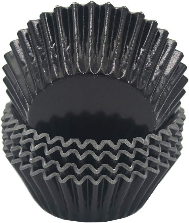 Standard Black Foil Cupcake Liners Muffin Baking Cups for Party and More, 100-Count by Mombake
