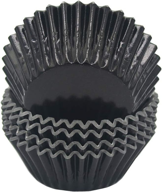 Standard Black Foil Cupcake Liners Muffin Baking Cups for Party and More, 100-Count by Mombake
