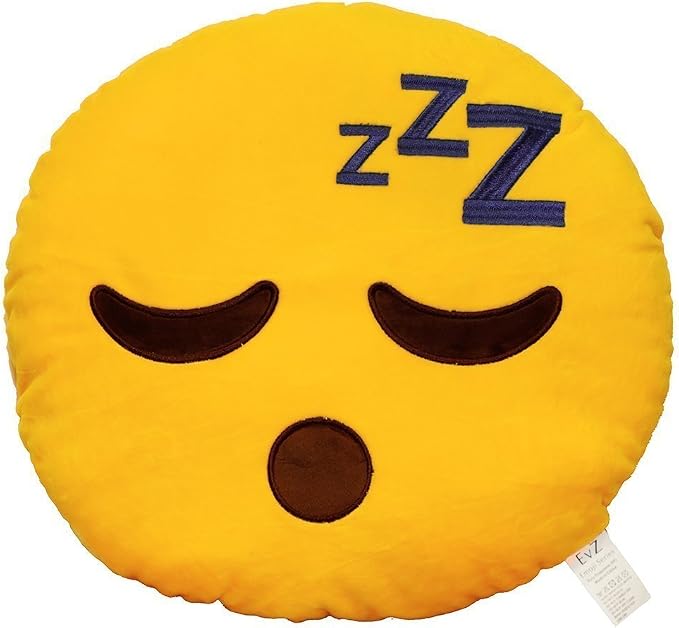 EvZ Official Certified Sleeping Plush Pillow - 32cm Large Soft ZZZ Face Emoticon Cushion - Cute Decorative Stuffed Toy for Bedtime, Office Nap & Stress Relief (Yellow) by EvZ