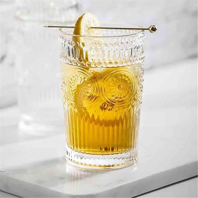 drinking glassware Drinking Glasses Sunflower Embossed Glass Cup(Small) - Image 3