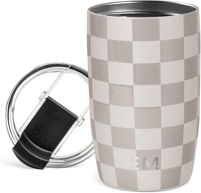 Simple Modern Travel Coffee Mug with Lid | 12oz | Checkered | Voyager Coffee Cup, Coffee Tumbler for Hot & Iced Drinks | Insulated Stainless Steel Travel Mug | Checkmate by Unknown