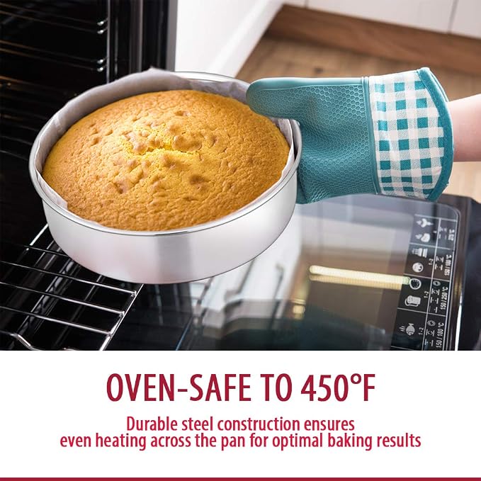 E-far Cake Pan Set of 3 (4 inch/6 inch/8 inch), Stainless Steel Small Round Layer Cake Baking Pans, Perfect for Tier Smash Cake, Non-Toxic & Healthy, Mirror Finish & Dishwasher Safe - Image 4