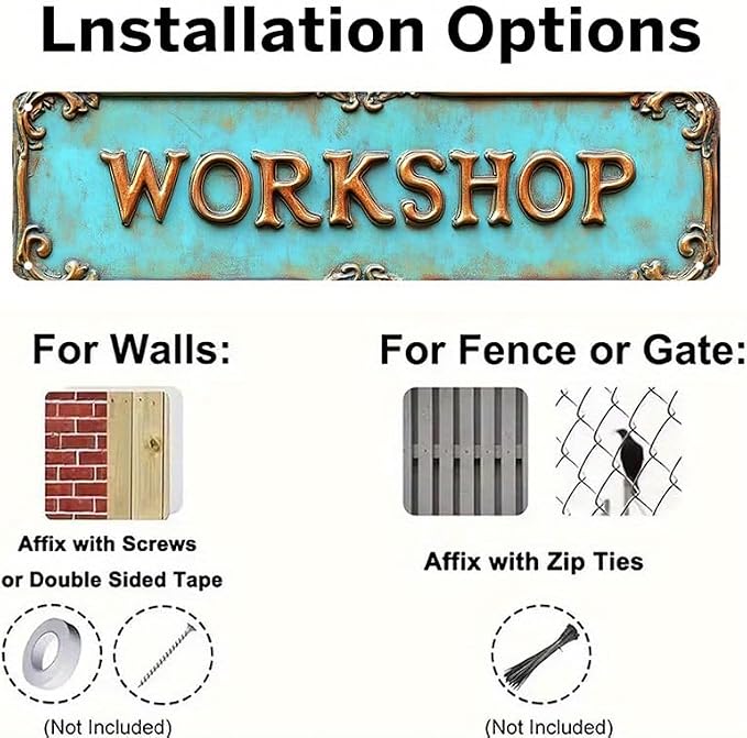 Bar Sign Bar Gifts Vintage Metal Wall Decor Sign"WORKSHOP" Street Sign Funny Man Cave Decor Accessories for Home, Bar, Bathroom, Bedroom Unique Retro Tin Signs for Outdoor 4 X 16 inches - Image 5