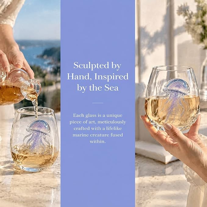 Artisanal Blue Ringed Octopus Glassware Upgrade 2026 3D Octopuses Stemless Wine Glasses Handcrafted Marine Animal Beverage Glass for Nautical Home Decor Gift Unique Octopus Glassware Collection. - Image 5