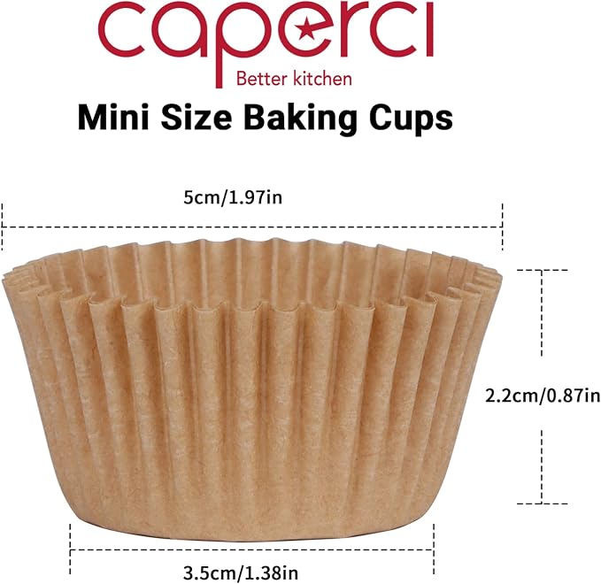 Caperci 500 Count Mini Cupcake Liners Natural Muffin Liners Greaseproof No Smell Small Cupcake Wrappers Baking Cups - Image 6