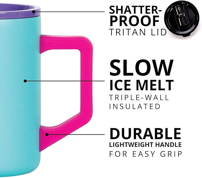 Elemental Insulated Coffee Mug - Triple-Wall Stainless Steel Summit Travel Cup for Hot and Cold Drinks - Thermal Coffee Mug with Lid and Handle for Camping, Office & Trave 16oz - Blue Tie Dye - Image 4