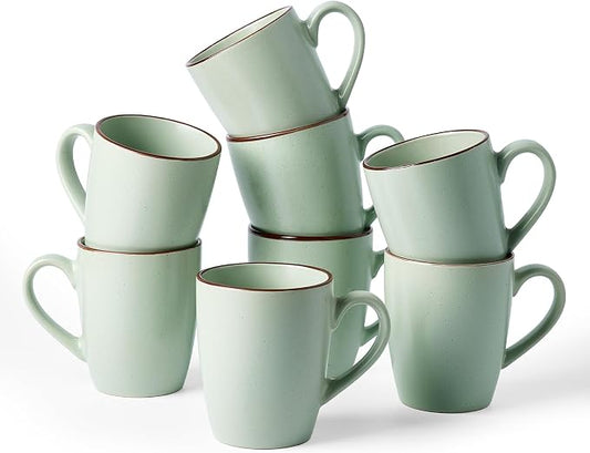 famiware Venus Coffee Mugs for 8, 13 oz Mug Set, Dringking Cup with Handle for Coffee, Tea, Cocoa, Milk, Light Green by Famiware