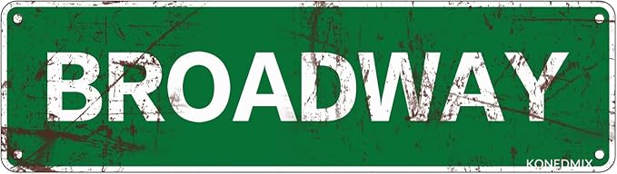 KONEDMIX Vintage Broadway Sign Wall Decor Road Street Wall Art 4X16inches | Novelty Bar Home Pub Shop Indoor Outdoor Use by KONEDMIX