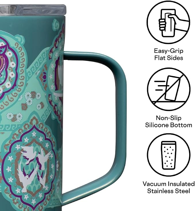 Corkcicle Disney Princess Coffee Mug - Stainless Steel Insulated Cup With Lid For Tea & Coffee - Durable Travel Mug - Eco-Friendly - BPA Free - Non-Slip Silicone Base - Easy Grip - 16 oz - Jasmine - Image 2