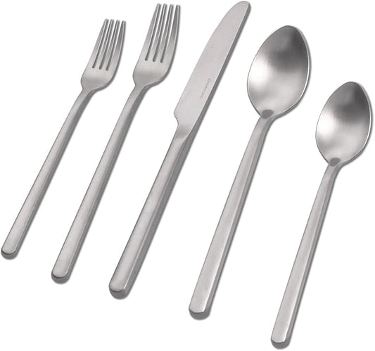 KINGSTONE Silverware Set, 20 Piece Flatware Cutlery Set for 4, 18/10 Stainless Steel Silverware Mirror Polished Dishwasher Safe for Home, Restaurant, Wedding, Party, Matte Silver by KINGSTONE