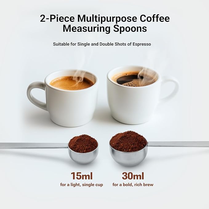 2Pcs Coffee Scoop Spoon - 1 Tbsp (15ml) & 2 Tbsp (30ml) Measuring Tablespoon - Stainless Steel Coffee Measuring Spoon - Long Handle Measuring Spoons for Ground Coffee, Loose Tea and Powder