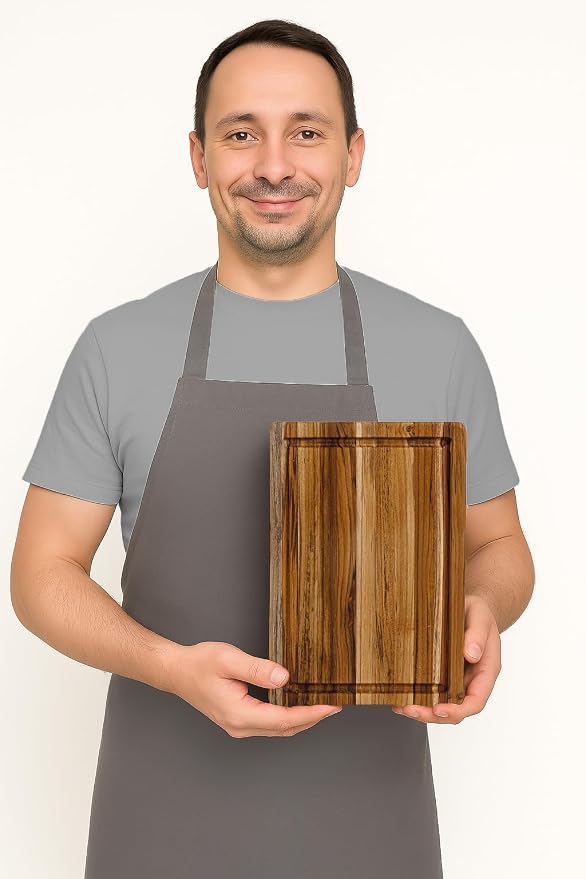 Teakhaus Carving Board with Juice Groove - Small (S) Teak Wood Cutting Board 14”L x 10”W x 1” Thick - Lightweight, Sustainably Harvested & FSC Certified - Knife Friendly with Beeswax Oil Finish - Image 3