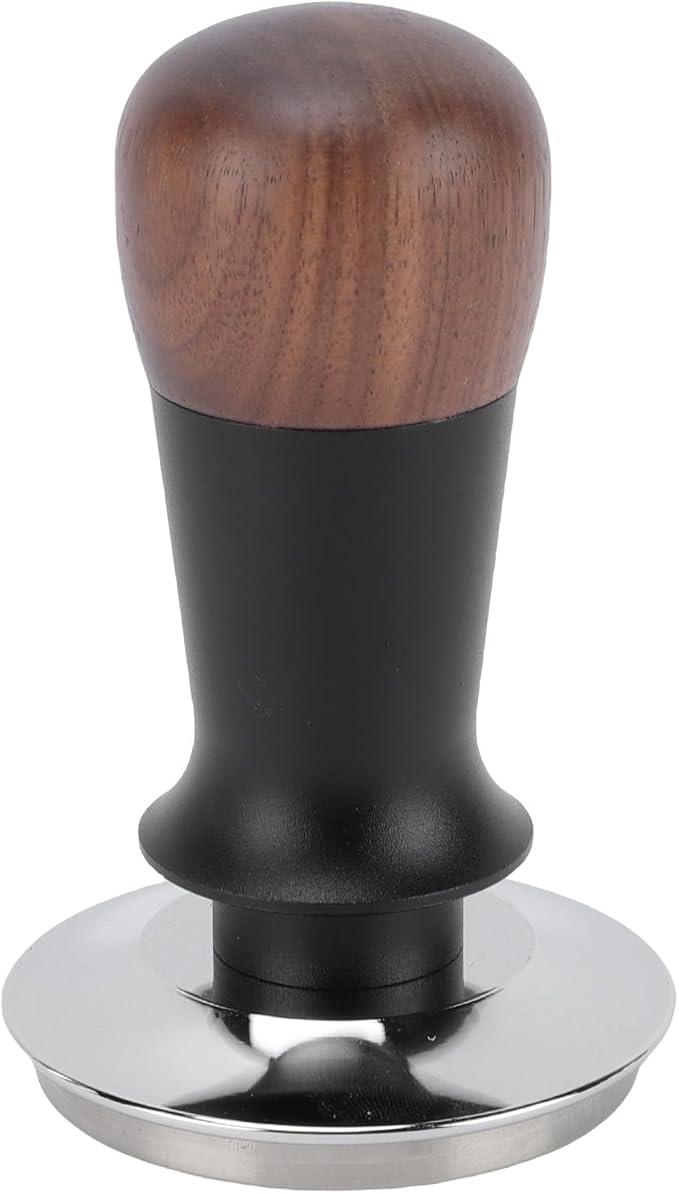 Walnut Wood Coffee Tamper with Stainless Steel Base, 58mm Precision Ground Coffee Tamper for Cafe & Home Brewing