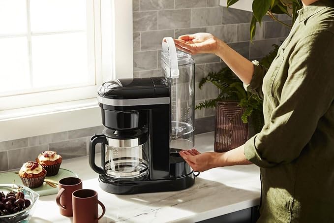 KitchenAid 12 Cup Drip Coffee Maker with Spiral Showerhead, KCM1208 | Onyx Black, Even Saturation for Rich Coffee Flavor, Easy-to-fill Removable Water Tank, Programmable Warming Plate - Image 6