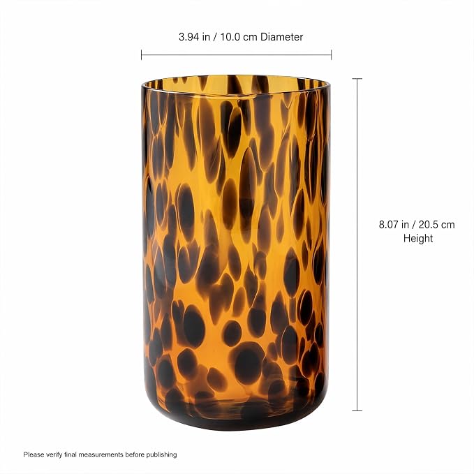 Set of 6 Tortoise Leopard Print Brown Glasses Stylish Stemless Cocktail Cup | 591ml Rocks Glasses Stylish Stemless Cocktail Cups Glass Glassware Tumbler Ideal for Gin, Tequila, Vodka, Soft Drinks - Image 9