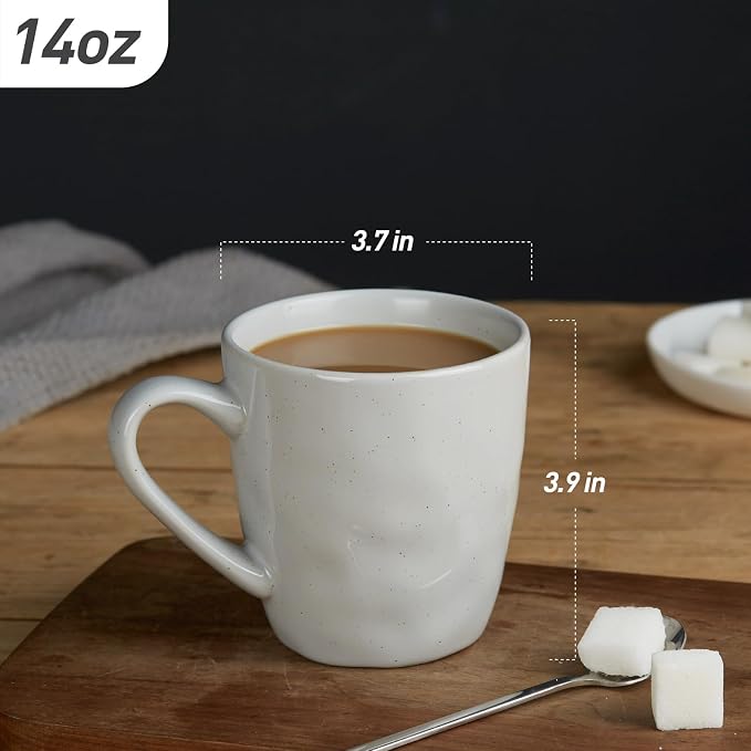famiware Mars 4 Pieces Coffee Mug, 14oz Tea Mug, Catering Mugs with Handle for Coffee, Tea, Cocoa, Milk, Light Gray - Image 3