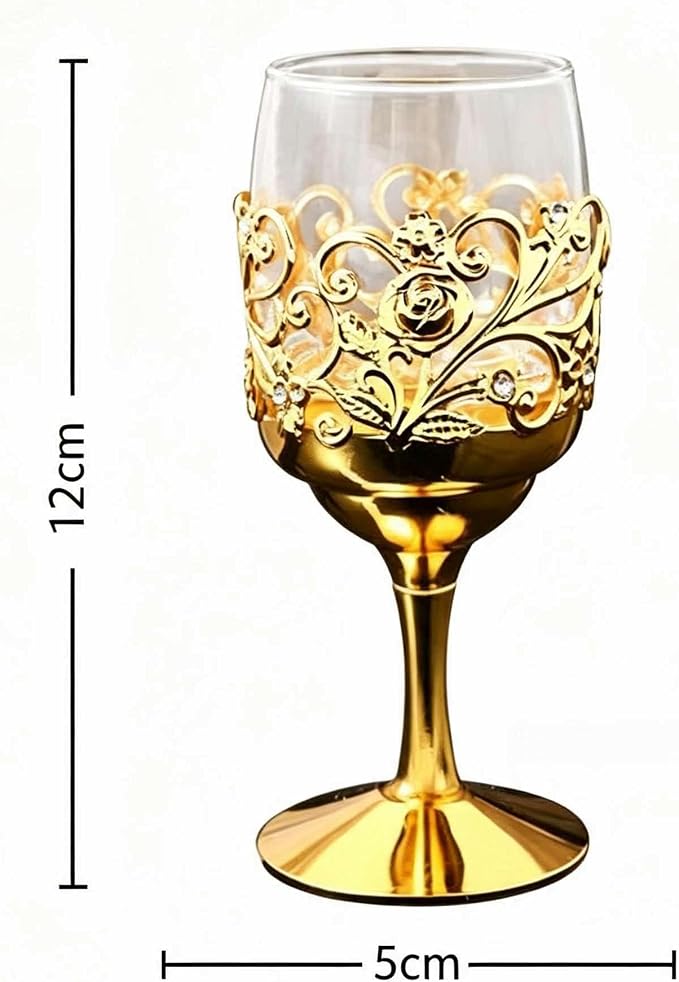 6-Piece Metal-Embossed Glassware Set, European-Style Vintage Metal Wine Glasses, Creative Vintage Spirits Glasses, Elegant Design, Ideal for Home Bars for Whiskey, Cocktails, and More - Image 2
