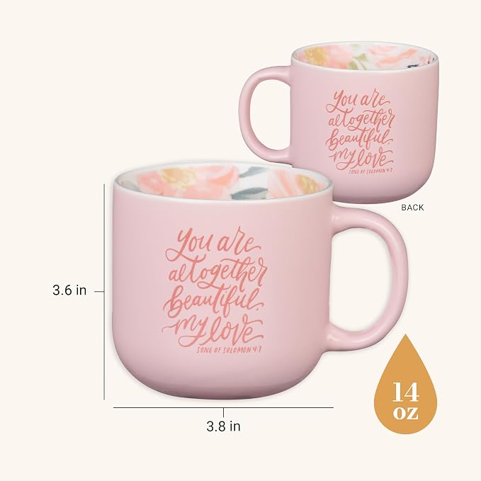 Christian Art Gifts Large CeramicCoffee & Tea Pink Floral Scripture Mug for Women: Altogether Beautiful Encouraging Bible Verse, Microwave/Dishwasher Safe, Wide Mouth, Easy-Hold Sturdy Handle, 14 oz - Image 2