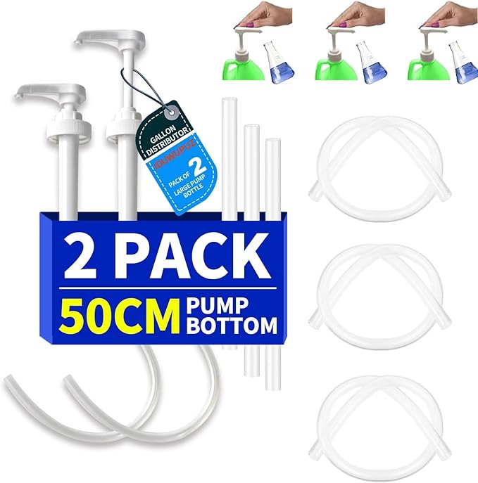 5 Gallon Bucket Pump Dispenser, Gallon Bucket Syrup Jug Bottle Water Pumps with 50cm Long Silicon Hose for Larger Laundry Detergent Pump Dispenser Shampoo Soap Conditioner Oil Bleach Liquid 38/400